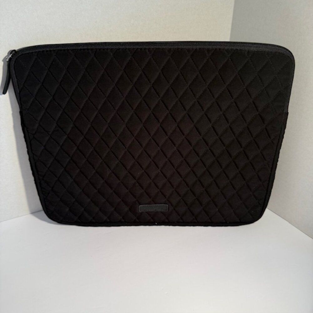 Vera Bradley Classic Black Quilted Padded Laptop Sleeve Case 15 x 12 inches